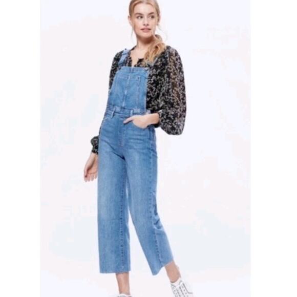 Anthropologie PAIGE Nellie Denim Raw Hem Overalls in Clarkson Wash Size 24 - Picture 2 of 15